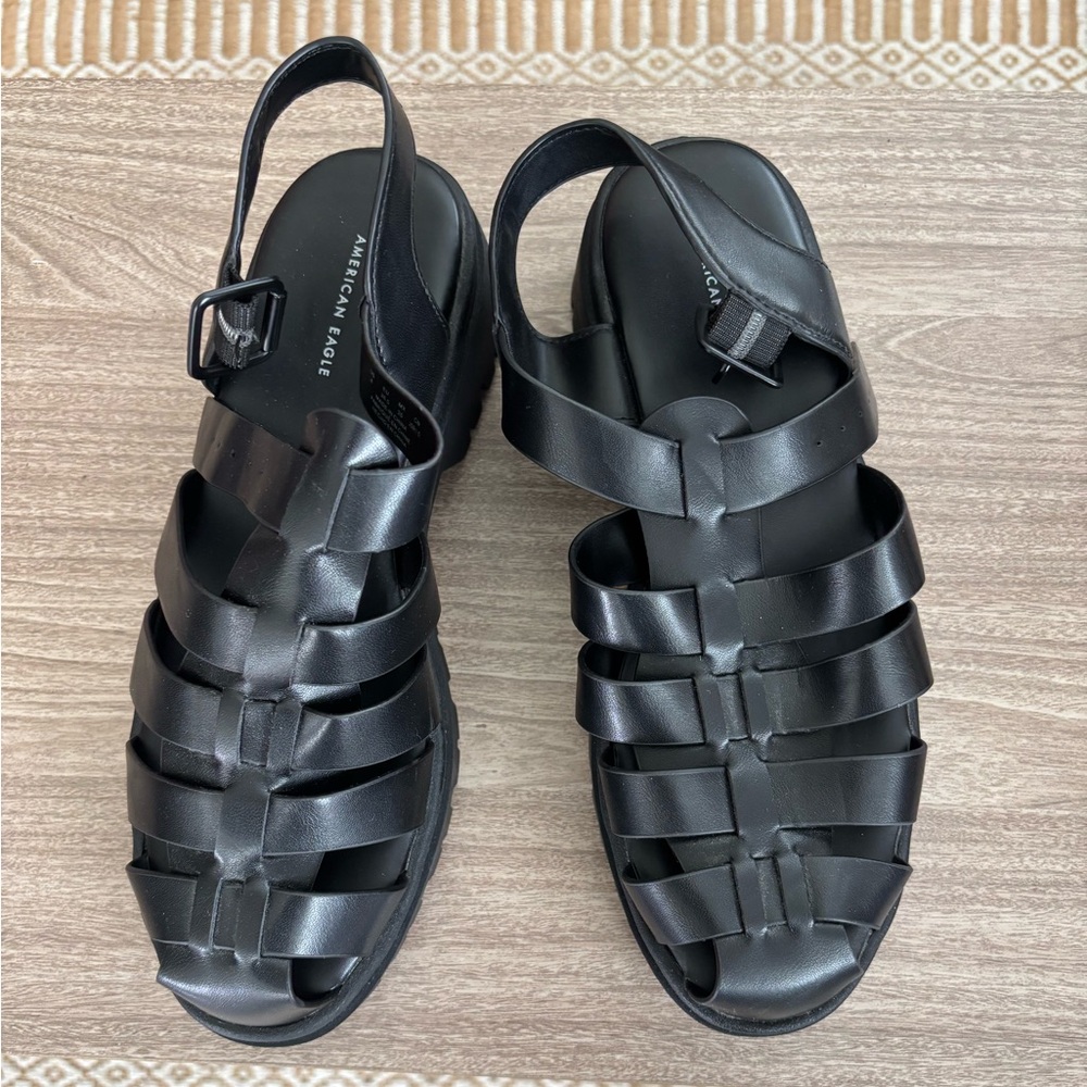 Black Strappy Sandals American eagle women size 8